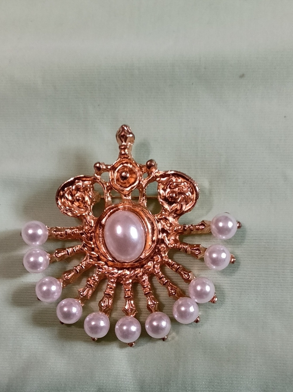 Rose Gold Pearl Accent Brooch - Elegant Women's Jewelry